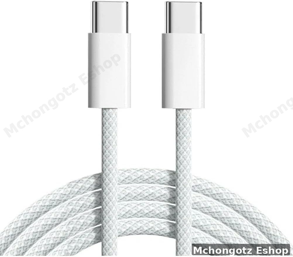 usb c | type c to type c cable 3M white slim braided fast charging - image 8
